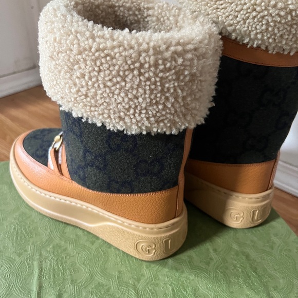 NIB Gucci GG wool shearling-lined horsebit snow boots- IT 36 US 6 - Picture 12 of 14